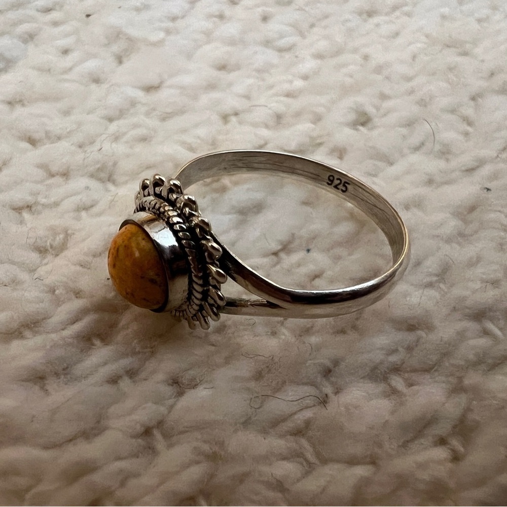 ❤️ Bumblebee Jasper Southwestern 925 Navajo Inspired Sz 7 Ring 2.2 gms - Picture 4 of 14